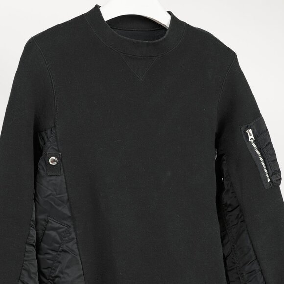 Sacai Black Cotton Sponge Sweat MA-1 Pullover - Picture 4 of 13